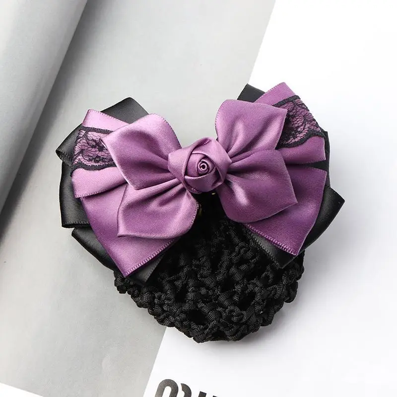 Navy Blue Crystal Bow Hairnet for Women - Image 17