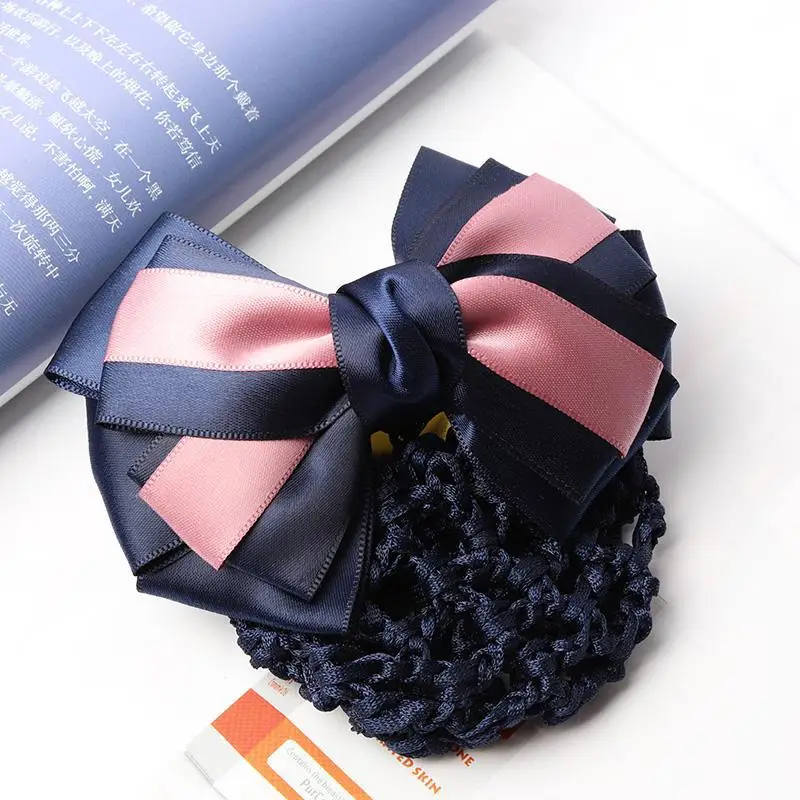Navy Blue Crystal Bow Hairnet for Women - Image 19