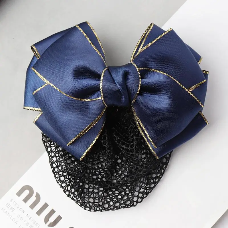 Navy Blue Crystal Bow Hairnet for Women - Image 20
