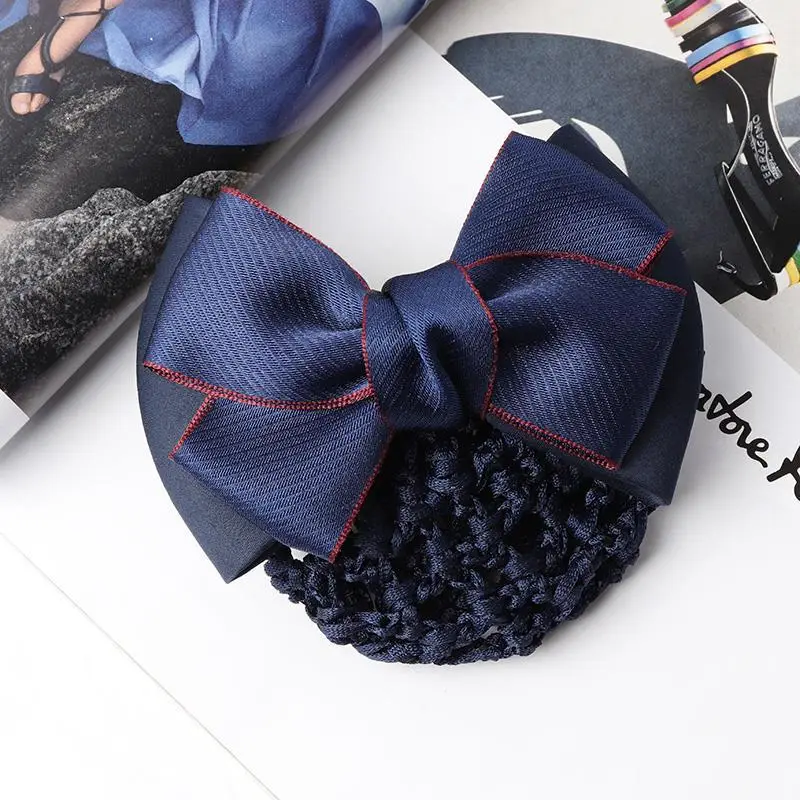 Navy Blue Crystal Bow Hairnet for Women - Image 23