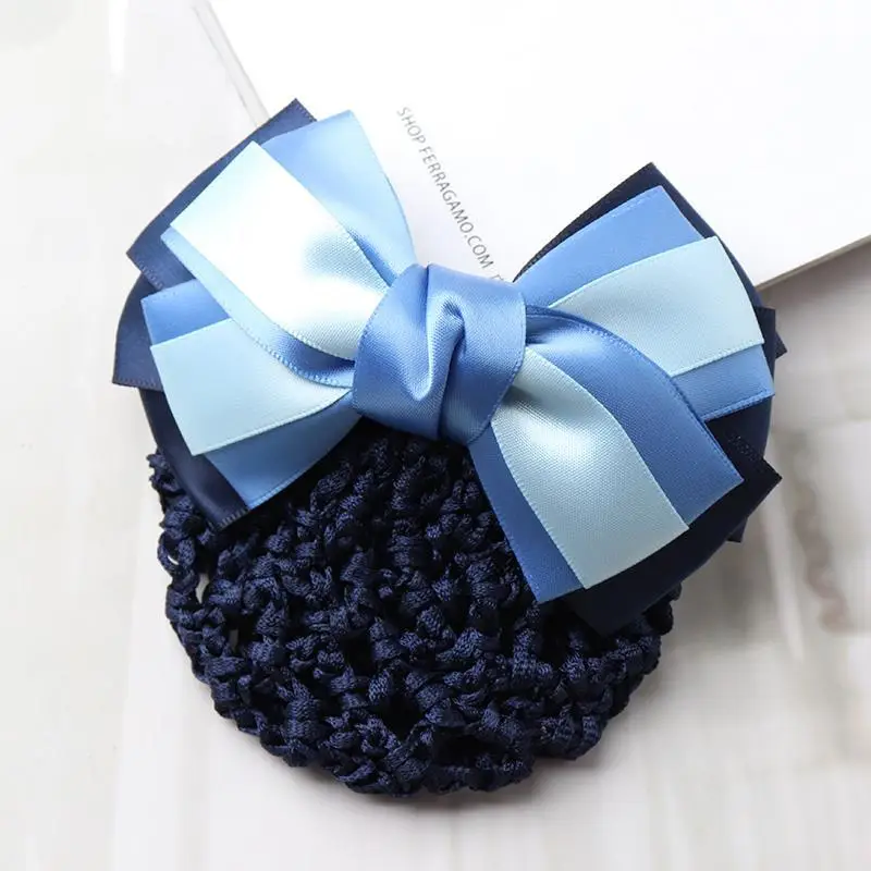 Navy Blue Crystal Bow Hairnet for Women - Image 25