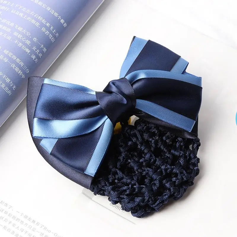 Navy Blue Crystal Bow Hairnet for Women - Image 26