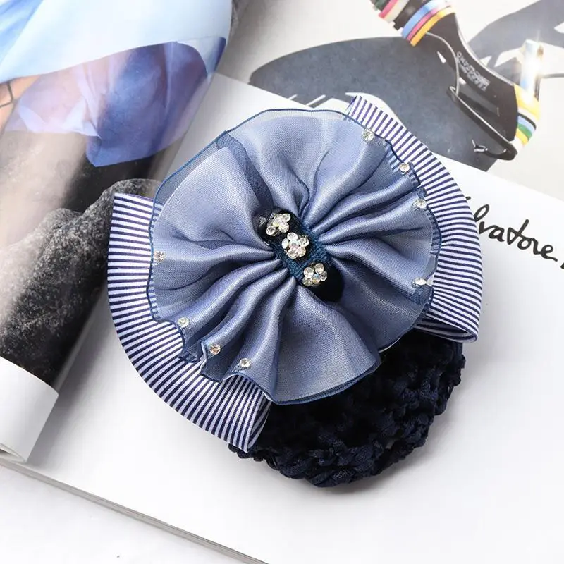 Navy Blue Crystal Bow Hairnet for Women - Image 27