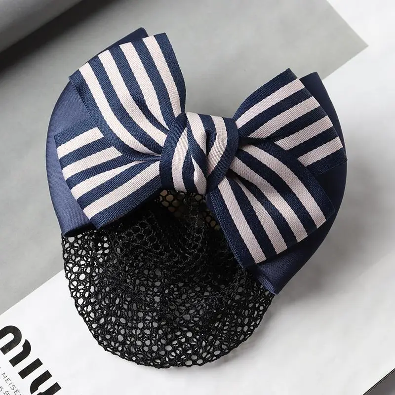 Navy Blue Crystal Bow Hairnet for Women - Image 31