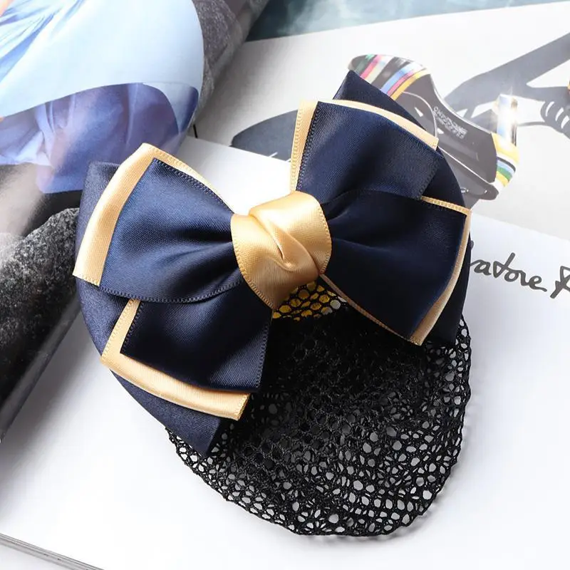 Navy Blue Crystal Bow Hairnet for Women - Image 32