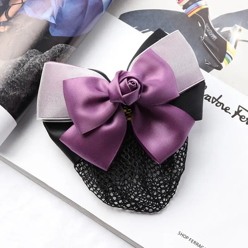 Navy Blue Crystal Bow Hairnet for Women - Image 40