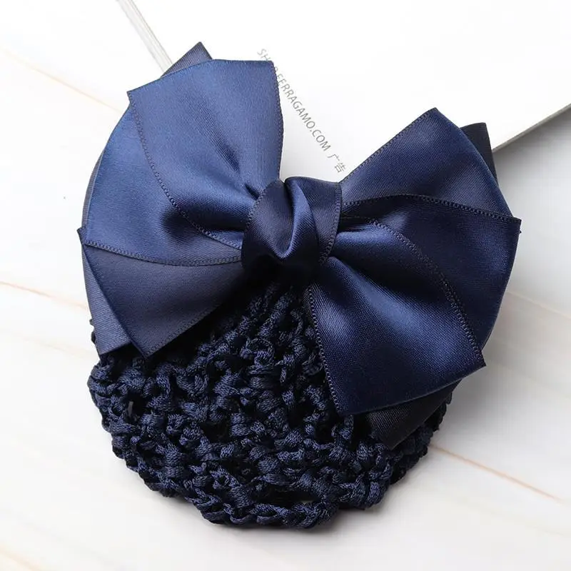 Navy Blue Crystal Bow Hairnet for Women - Image 7
