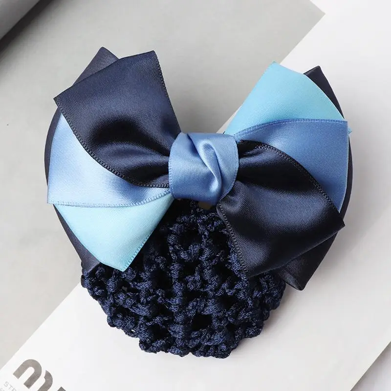 Navy Blue Crystal Bow Hairnet for Women - Image 8