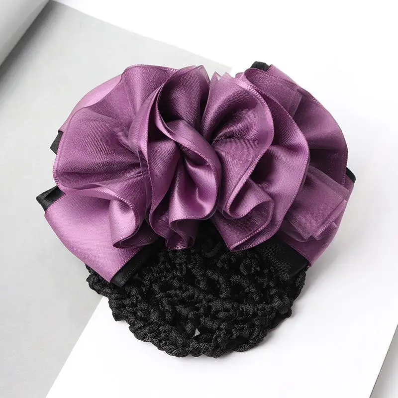 Navy Blue Crystal Bow Hairnet for Women - Image 9