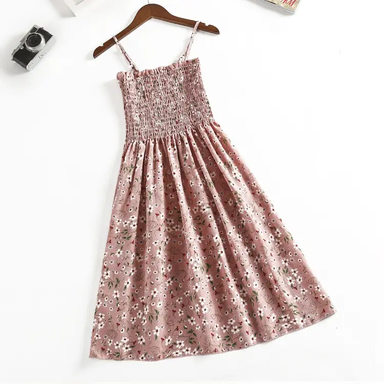 Yellow Floral Waist Slimming Summer Dress - Image 9
