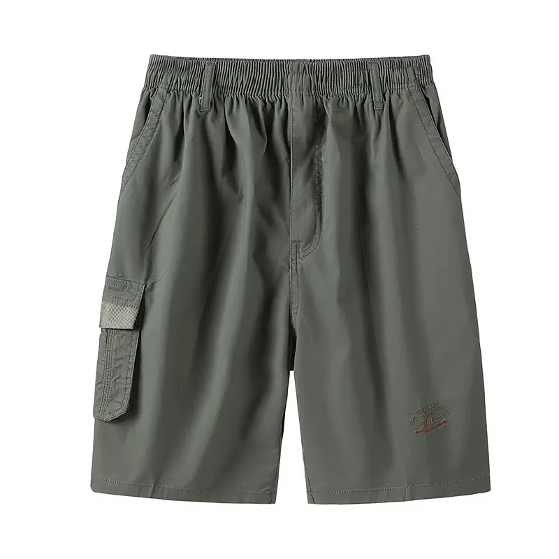 Men's Elastic Waist Cargo Shorts Olive Kameel - Image 4