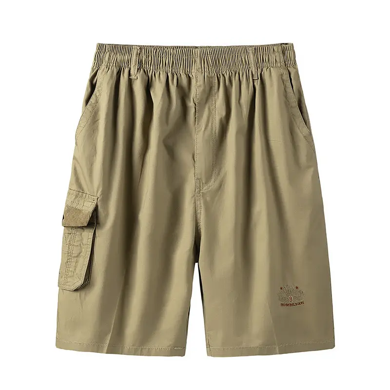 Men's Elastic Waist Cargo Shorts Olive Kameel - Image 2