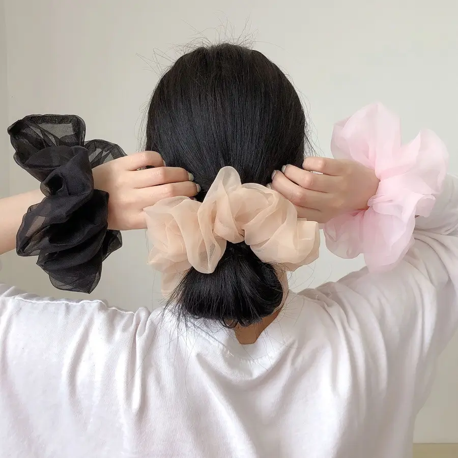 Purple Organza Hair Scrunchie Large Size - Image 13