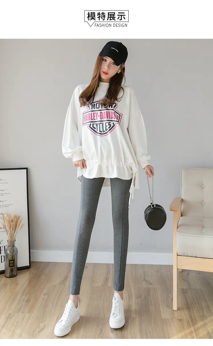 2023 Pregnant Women's Grey Leggings with Harley Icon — feature 11