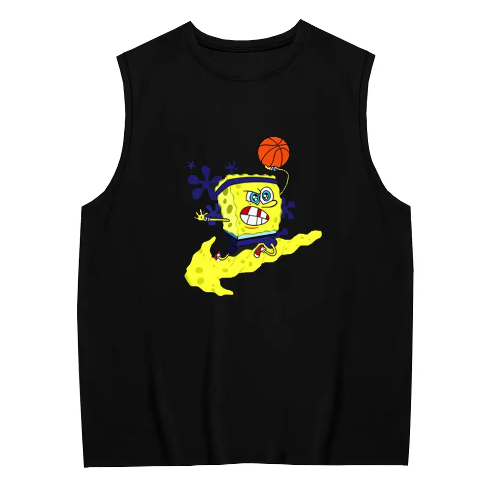 SpongeBob Sleeveless T-Shirt Black Pure Cotton - Image 15