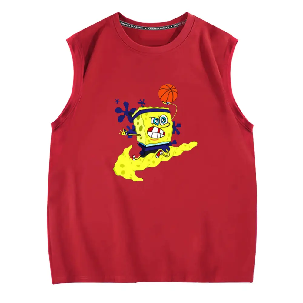 SpongeBob Sleeveless T-Shirt Black Pure Cotton - Image 16
