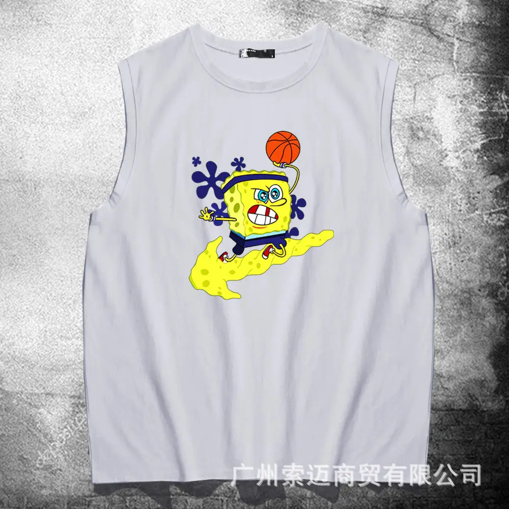 SpongeBob Sleeveless T-Shirt Black Pure Cotton - Image 2