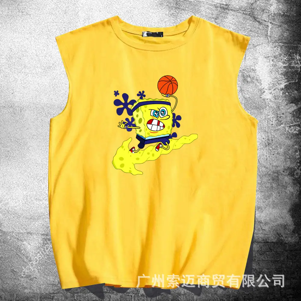 SpongeBob Sleeveless T-Shirt Black Pure Cotton - Image 3