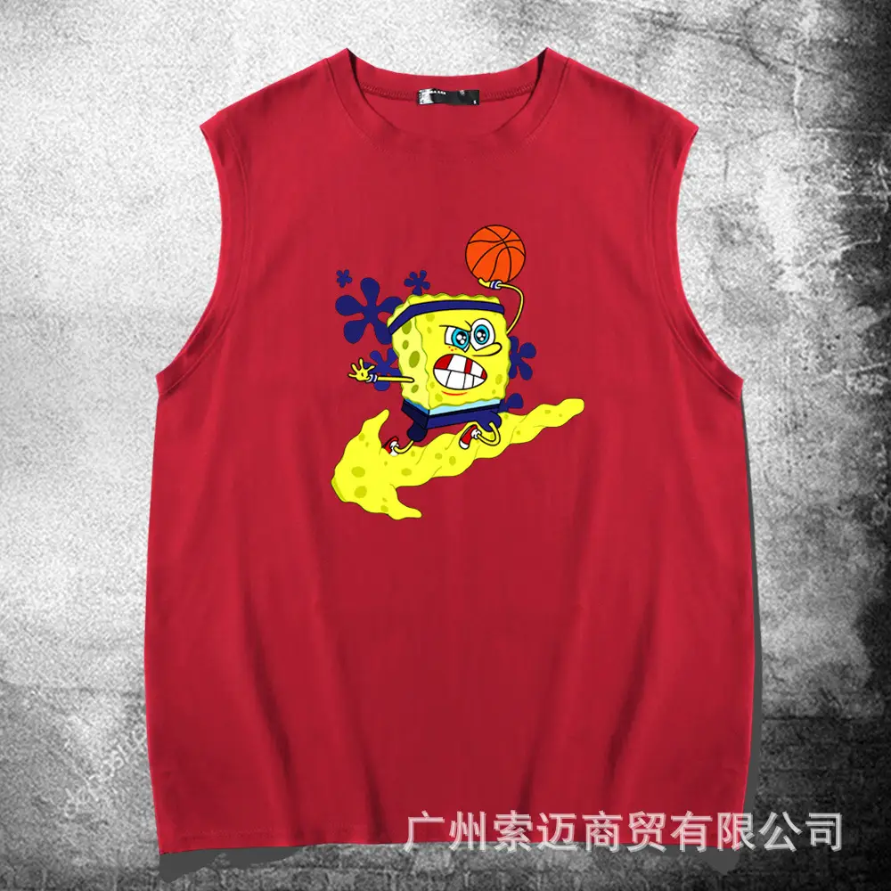 SpongeBob Sleeveless T-Shirt Black Pure Cotton - Image 4