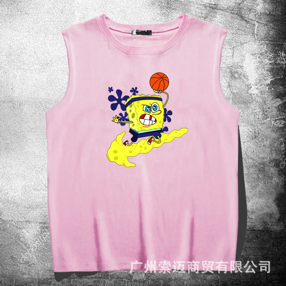 SpongeBob Sleeveless T-Shirt Black Pure Cotton - Image 6