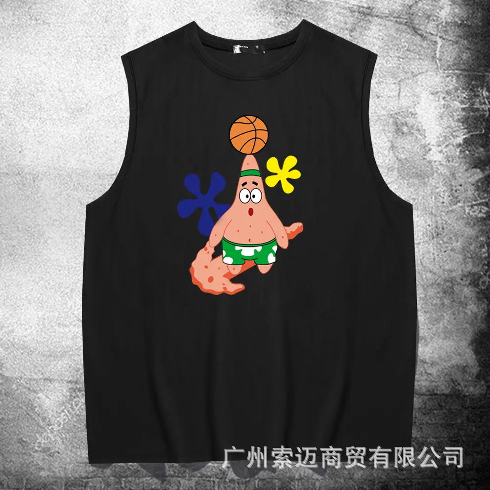 SpongeBob Sleeveless T-Shirt Black Pure Cotton - Image 7