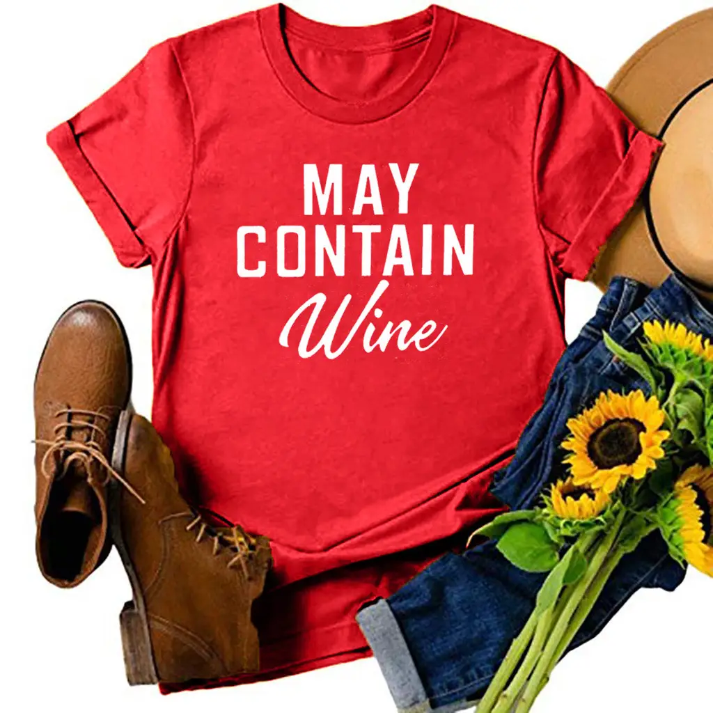 May Contain Wine Red T-Shirt Slim Fit - Image 3