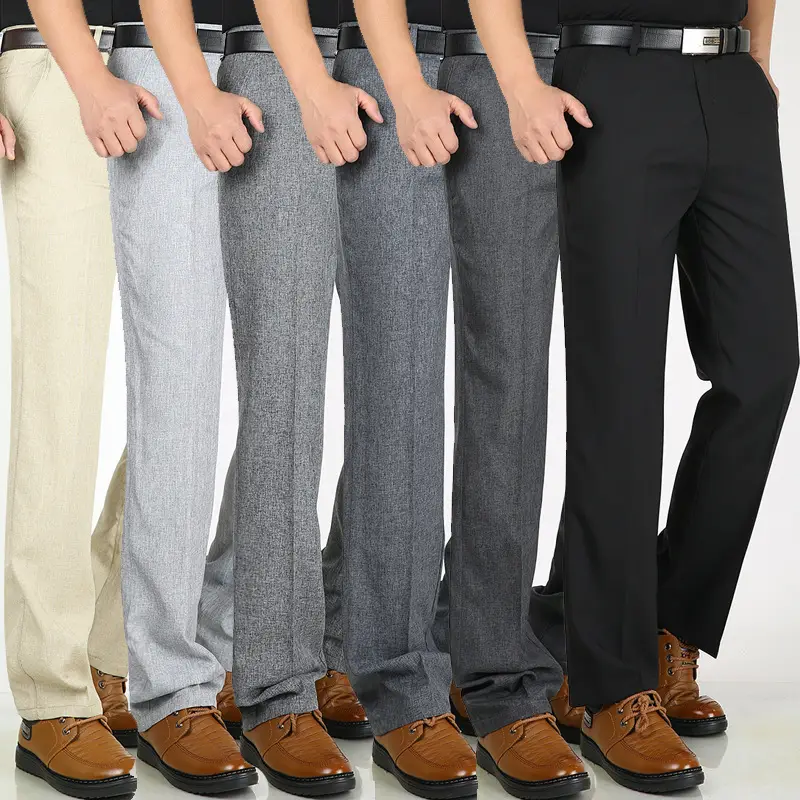 Men Black Thin Casual Pants Middle Aged Business Casual Long Pants - Image 7