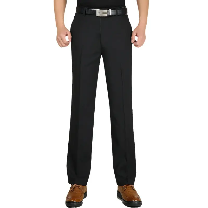 Men Black Thin Casual Pants Middle Aged Business Casual Long Pants - Image 11