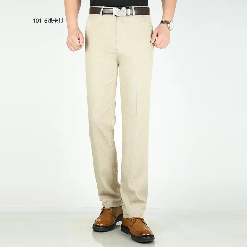 Men Black Thin Casual Pants Middle Aged Business Casual Long Pants - Image 2
