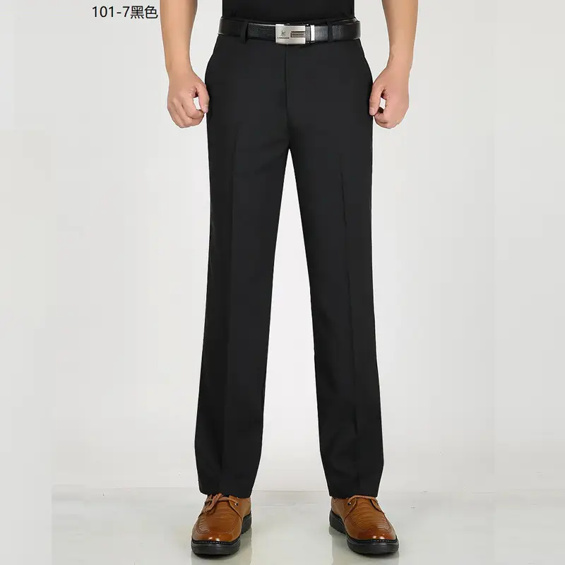 Men Black Thin Casual Pants Middle Aged Business Casual Long Pants - Image 4