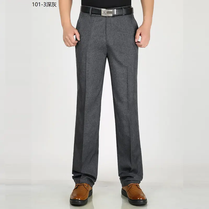 Men Black Thin Casual Pants Middle Aged Business Casual Long Pants - Image 5