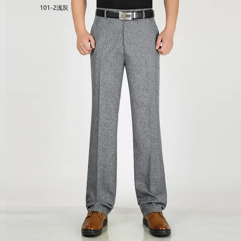 Men Black Thin Casual Pants Middle Aged Business Casual Long Pants - Image 6