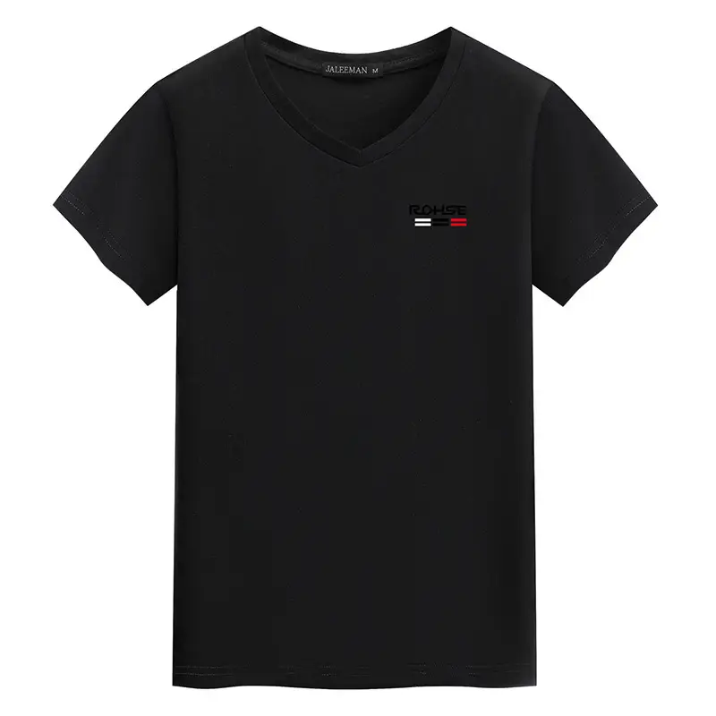Korean Slim Fit Chicken Heart V-Neck T-Shirt Black - Image 7