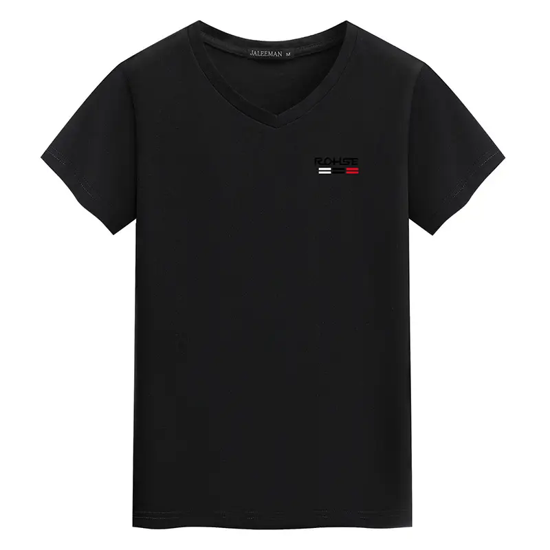 Korean Slim Fit Chicken Heart V-Neck T-Shirt Black - Image 3