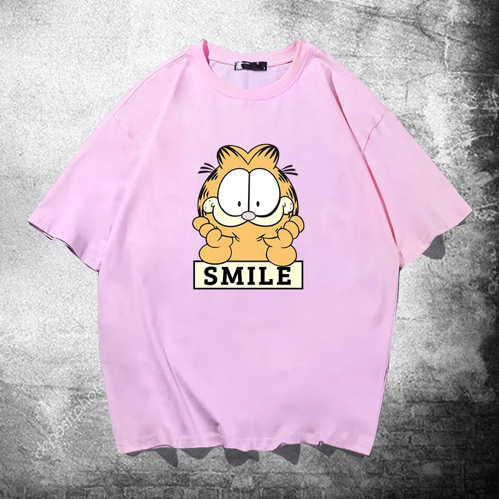 Men Garfield Smile Red T-Shirt Large Loose Cotton - Image 6