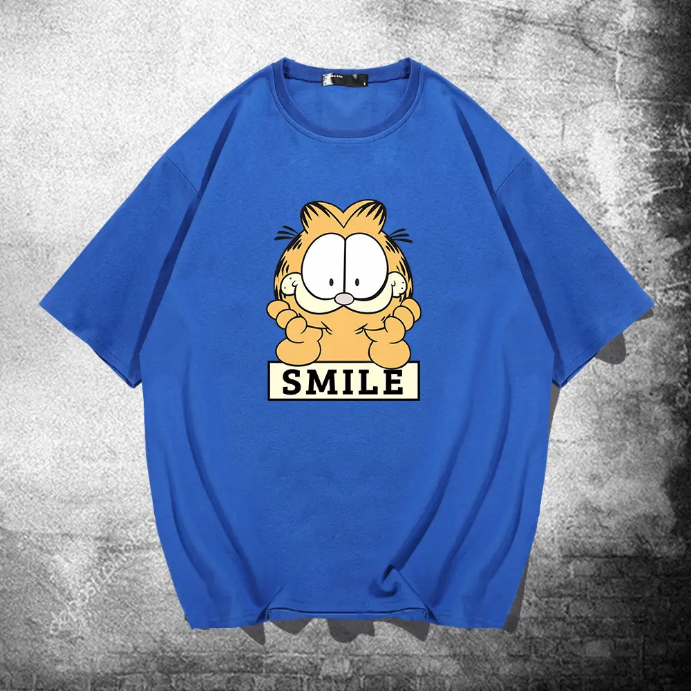 Men Garfield Smile Red T-Shirt Large Loose Cotton - Image 5