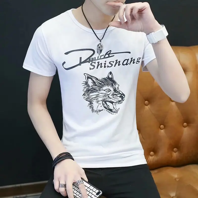 Men Printed White T-Shirt with Hand Design Summer Wear - Image 21