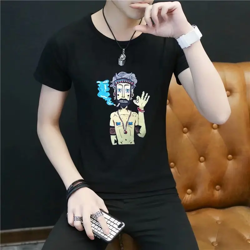 Men Printed White T-Shirt with Hand Design Summer Wear - Image 5