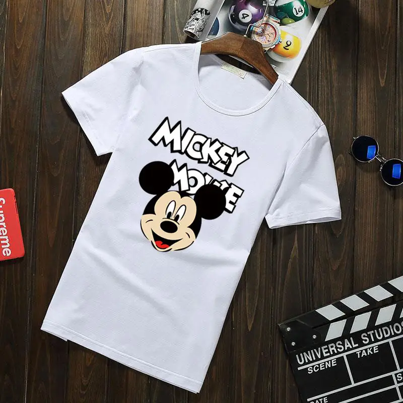 Men Cotton Mickey T-Shirt White 2024 Summer - Image 11