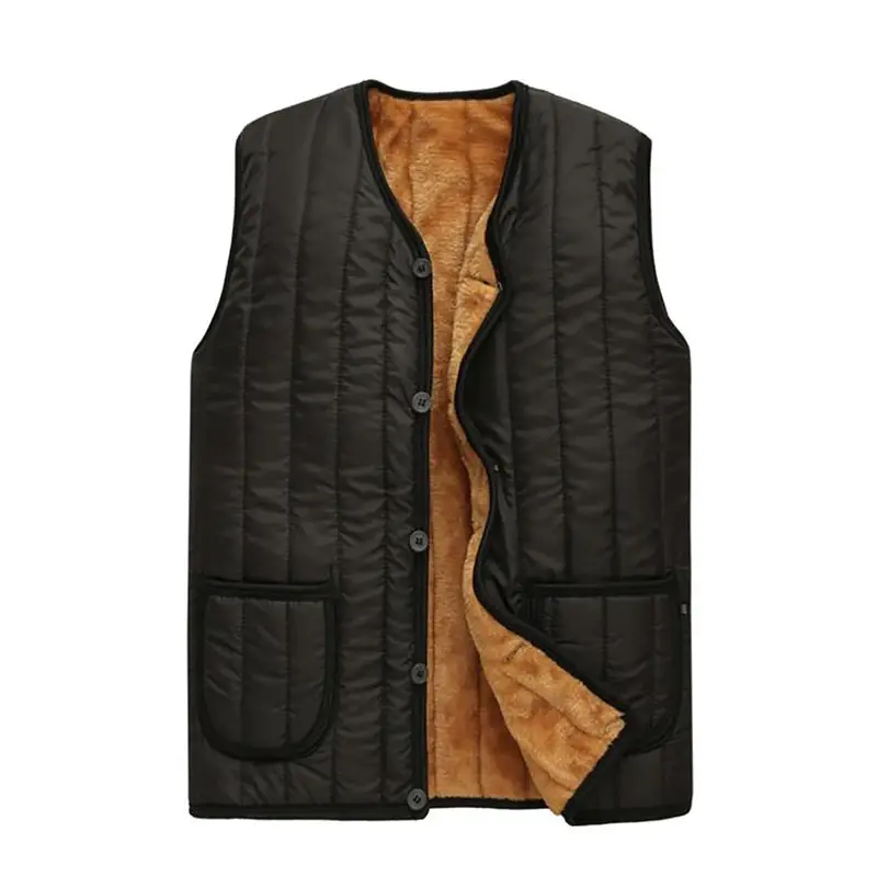 Men's Fleece Lined Waistcoat Vest Black Large - Image 4