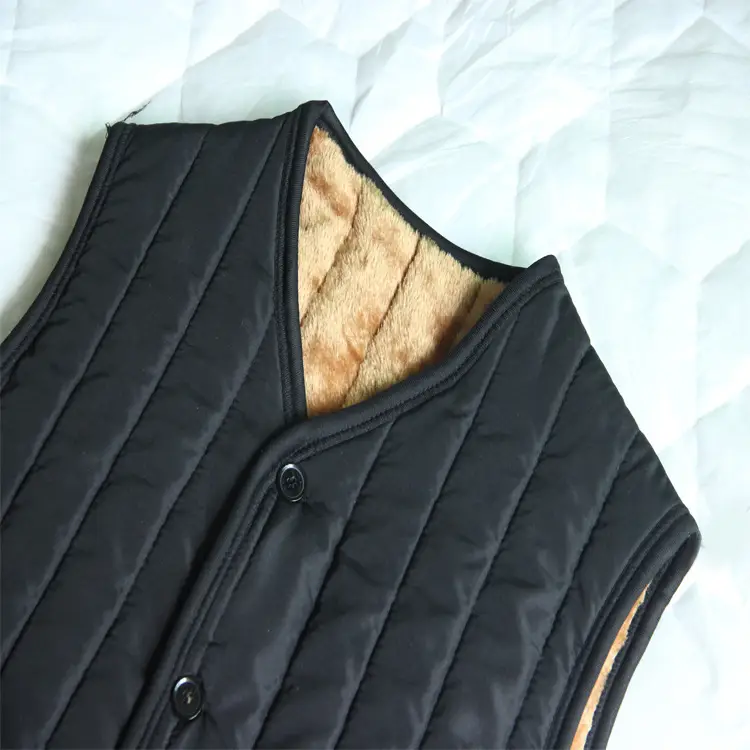 Men's Fleece Lined Waistcoat Vest Black Large - Image 5