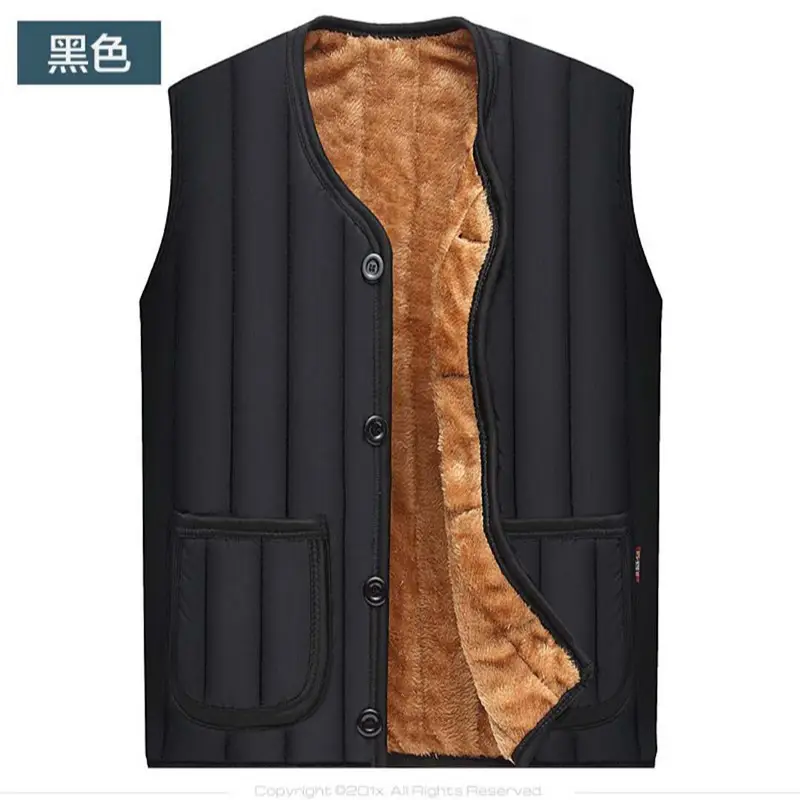 Men's Fleece Lined Waistcoat Vest Black Large - Image 7