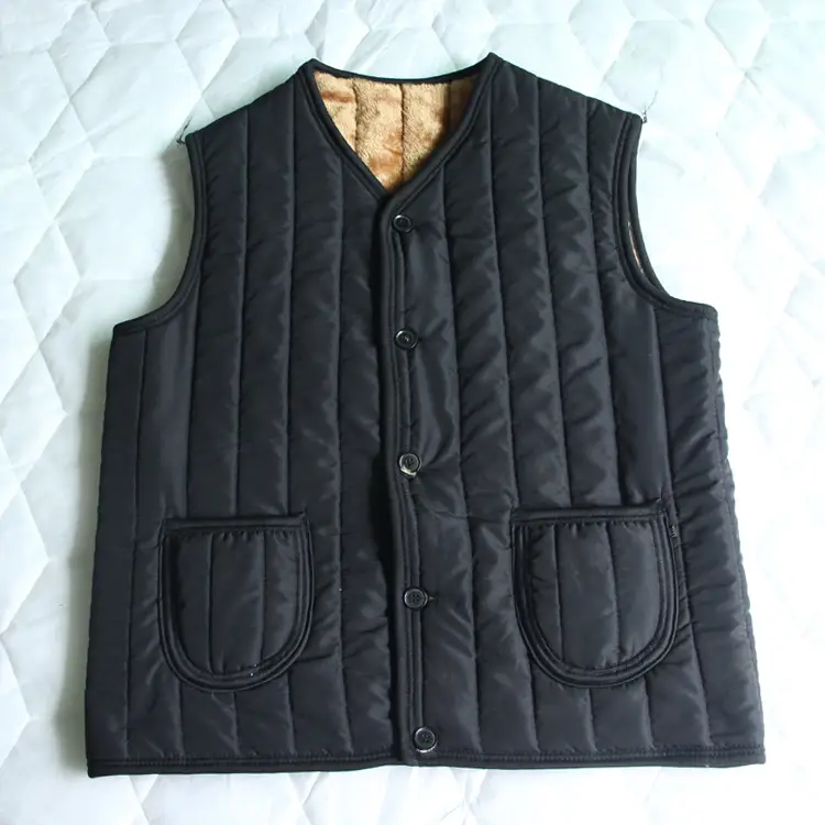 Men's Fleece Lined Waistcoat Vest Black Large - Image 2