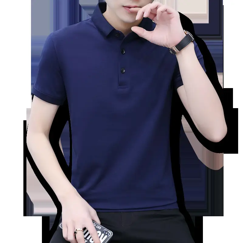 Men's White Polo T-Shirt with Button Collar - Image 9