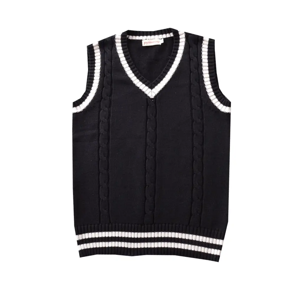 Black V-Neck Twist Color Vest for Men Women Knitwear - Image 8