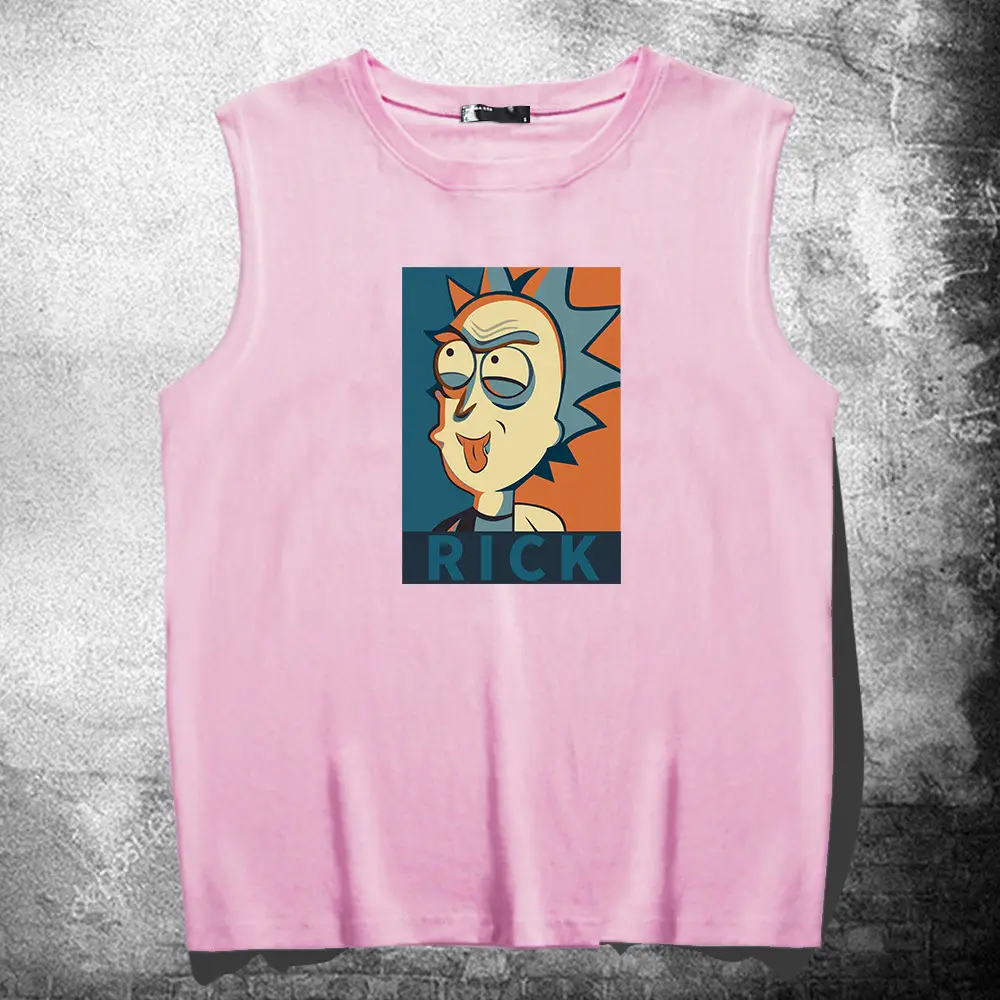 Japanese Anime Rick Sleeveless Vest Pink Large - Image 6