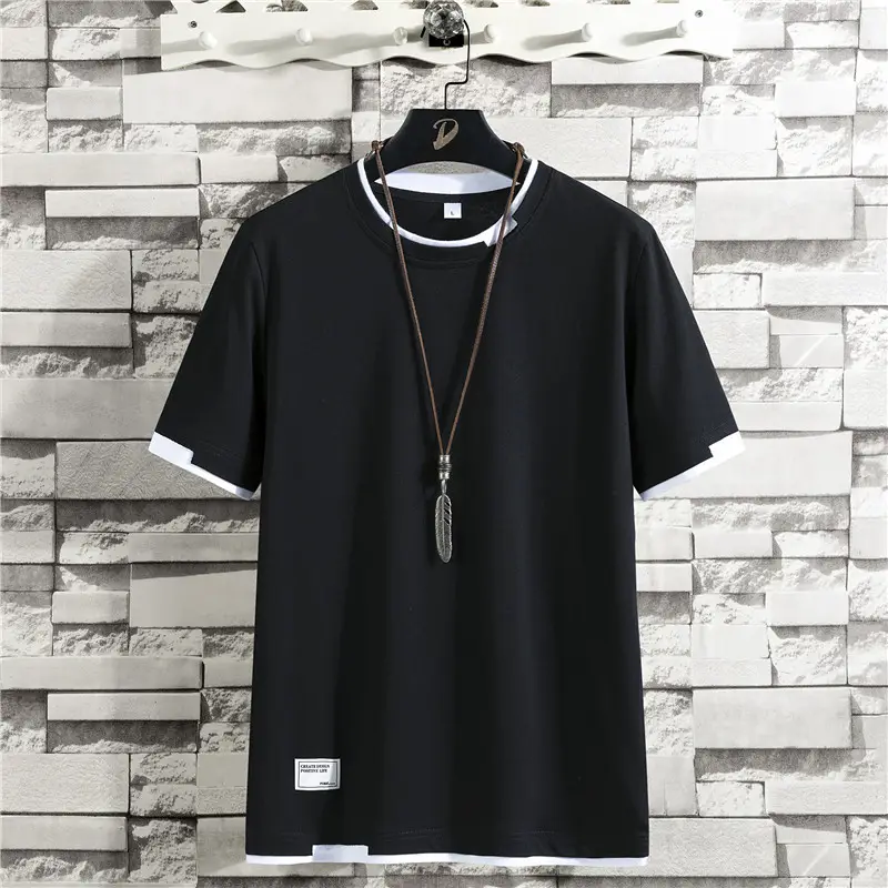 Men's Pure Cotton Loose Fit T-Shirt Black White Summer Style