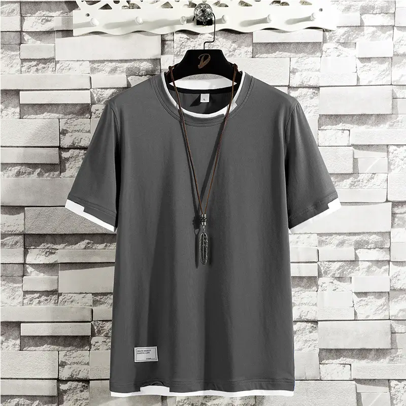 Men's Pure Cotton Loose Fit T-Shirt Black White Summer Style