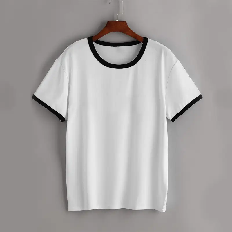 Men Women Raglan T-Shirt White Blue Contrast