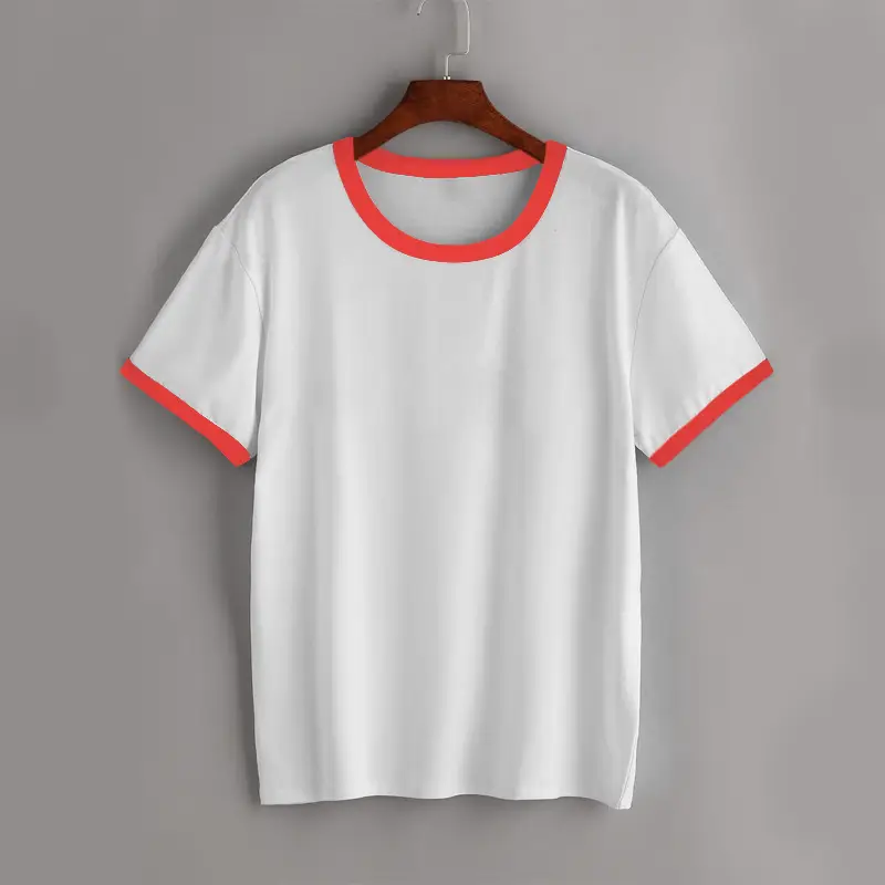 Men Women Raglan T-Shirt White Blue Contrast